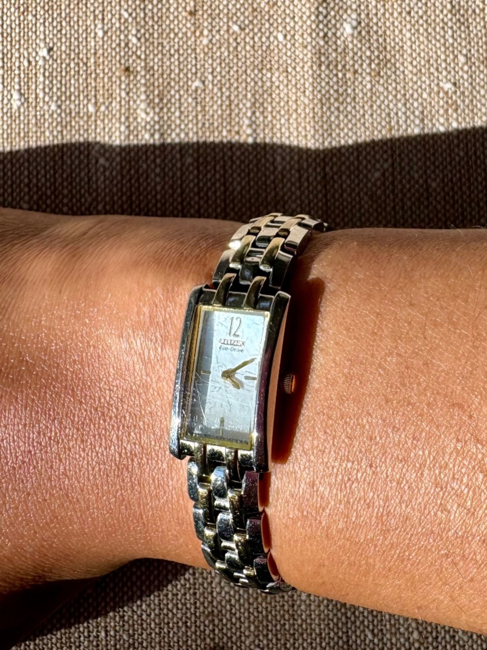 Citizen Eco Drive Ladies Tank Watch G820 Rectangular Stainless Steel WORKING